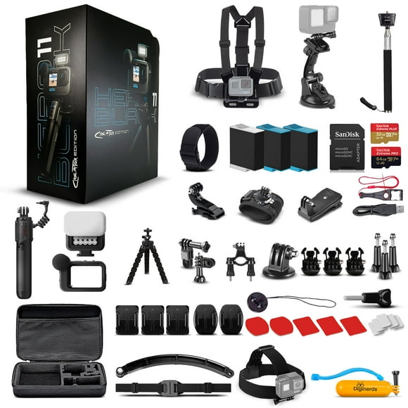 GoPro HERO11 (HERO 11) Black Creator Edition - Includes Volta (Battery Grip, Tripod, Remote) Waterproof Action Camera + 64GB Card, 50 Piece Accessory Kit and 2 Extra Batteries