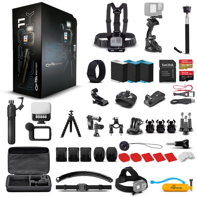 GoPro HERO11 (HERO 11) Black Creator Edition - Includes Volta (Battery Grip, Tripod, Remote) Waterproof Action Camera + 64GB Card, 50 Piece Accessory Kit and 2 Extra Batteries