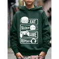 thumbnail image 3 of "EAT SLEEP GAME REPEAT" Print Casual Graphics Hoodie For Kids, Stylish Pullover Long Sleeve Top, Boy's Clothes, As Gift, 3 of 8
