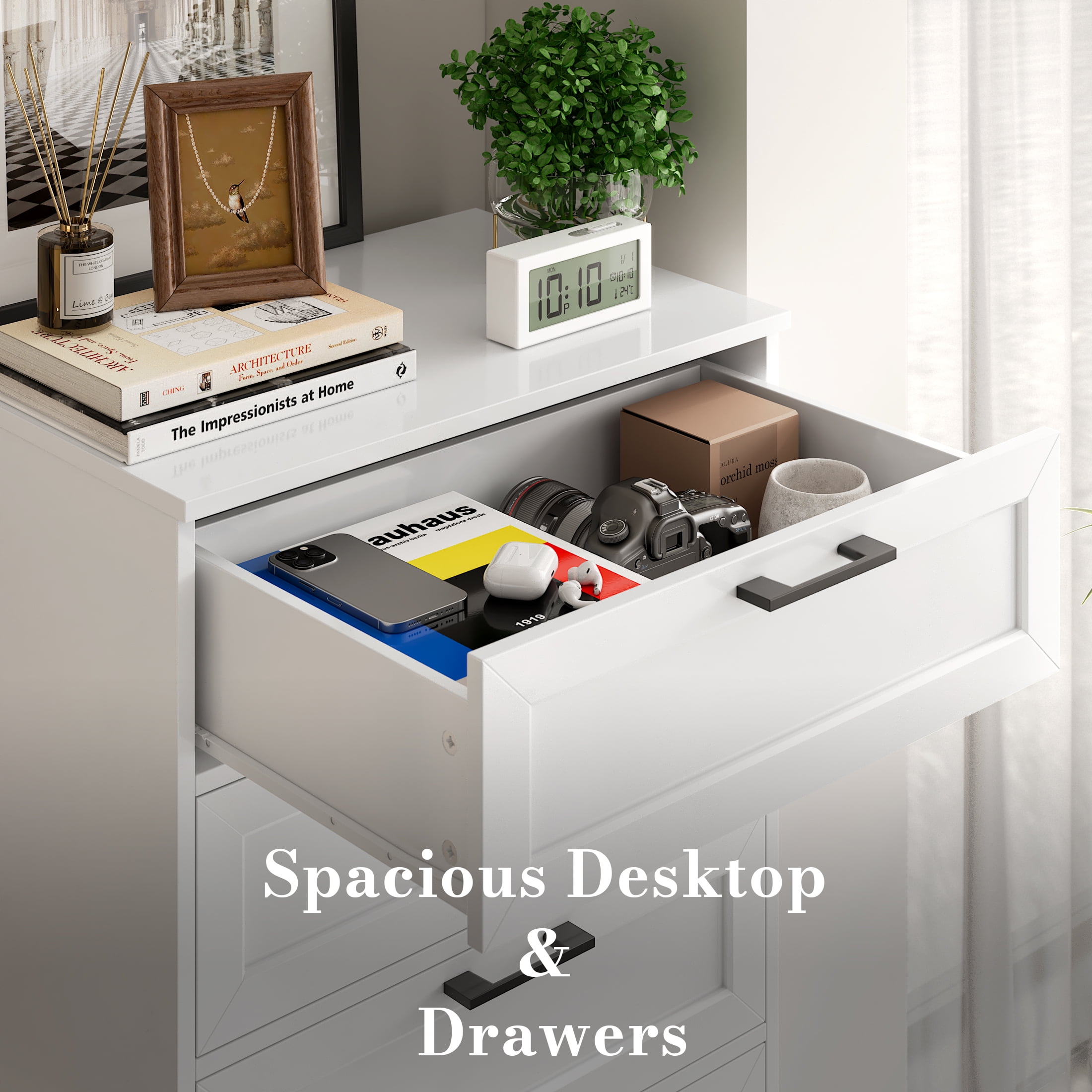 Homfa 6 Drawer White Dresser, Tall Chest of Drawer Dresser for Bedroom Living Room with Metal Handles