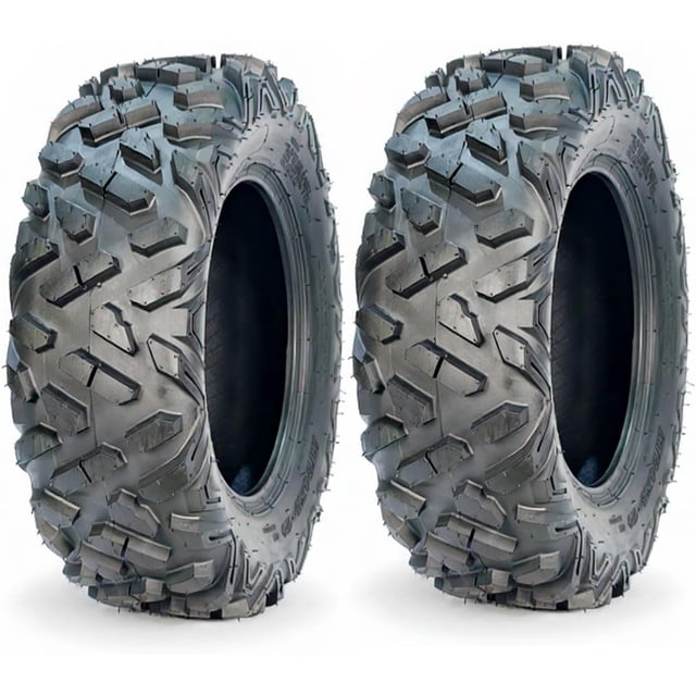 25x10-12 ATV UTV Tires Set of 2 6PR All Terrain Tubeless Off-Road Tires with Heavy Duty Puncture Resistant Pattern for Mud Sand Trail Rock and Street Riding