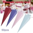 thumbnail image 2 of CAROOTU 50pcs Cones Favour Gift Box Long Triangles Shape Sweet Candy Box for Wedding Birthday Party, 2 of 7