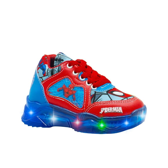 Tenis Para Niño Con Luces Comic Araña Azul Rojo 15-21 azul 20