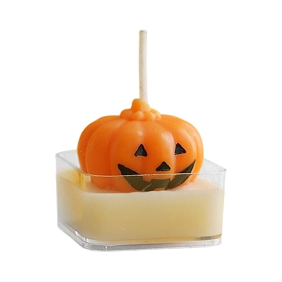 Jack O Candle Small Pumpkin Soy Wax Candle in Glass Jar Carved Halloween Light Pumpkin Scent Tiny Tabletop for Halloween Stocking Stuffers Home Decor