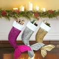 thumbnail image 3 of Medias navideñas con cola de pez y lentejuelas, decoración de liga, decoración navideña (rosa), 3 of 3