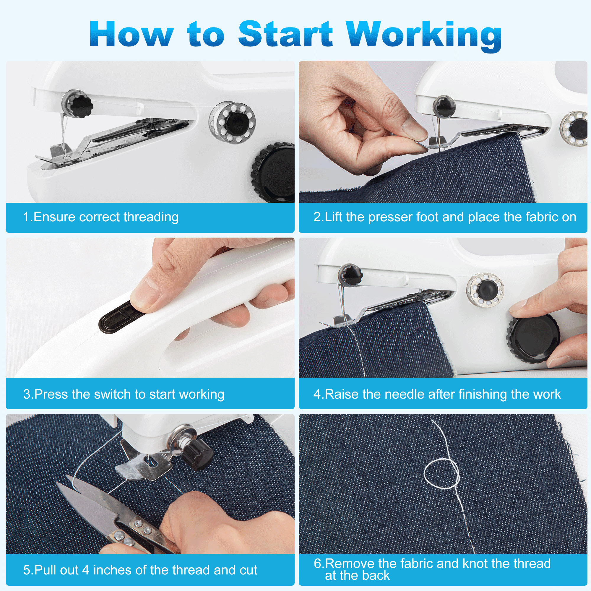 BCOOSS Small Handheld Sewing Machine, Portable Mini Sewing Machine for Hemming with 2 Speed Modes