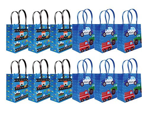 Tiny Mills Superhero Birthday Party Favor Set of 60 Pcs 12 Large Party Favor Treat Goody Bags with Handles, 24 Self-Ink Stamps for Kids, 12 Stackable Point Pencils, 12 Felt Masks Superhero Party Supplies Party Favor Bag Stuffers Pinata Fillers 