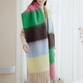 thumbnail image 3 of WREESH Women's Fashionable Tassel Contrasting Plaid Blanket, Retro Warm Imitation Winter Scarf Multicolor, 3 of 7