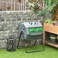 thumbnail image 2 of Tumbling Compost Bin Outdoor 360 Degree Dual Chamber Rotating Composter 43 Gallon Light Gray, 2 of 7