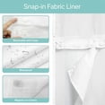 thumbnail image 5 of No Hook Shower Curtain with Snap in Liner, Navy Blue Teal Geometric Stripes Curtain Set See-Through Top Double Layers Gradient Line Minimalist Style Shower Curtains for Bathroom Decor, 72x72in, 5 of 9