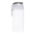 thumbnail image 3 of Haitryli Womens Belly Dance Skirt Fringed Hip Scarf Colorful Waistband Tiered Sequin Tassel Waist Chain White One Size, 3 of 7