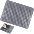 thumbnail image 1 of Jinsinto Draining Mat, Drying Mat, Drainage Mat, 40 x 30cm Non-Slip Heat Resistant Waterproof Dish Drainer Mat for Rack Hot Pots, Pans, Spoon Rest (Gray), 1 of 5