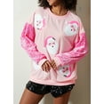 thumbnail image 5 of Christmas Sweatshirt with Sequin Long Sleeve for Women Santa Print Sparkle Pullover Tops Streetwear, 5 of 6
