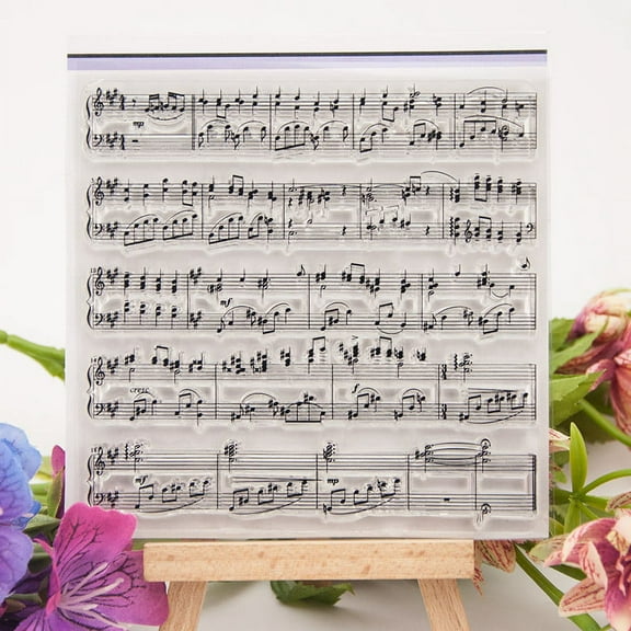 Ouginx Clear Stamps, Musical Background Notes Rubber Stamp for Scrapbooking and Card Making Supplies