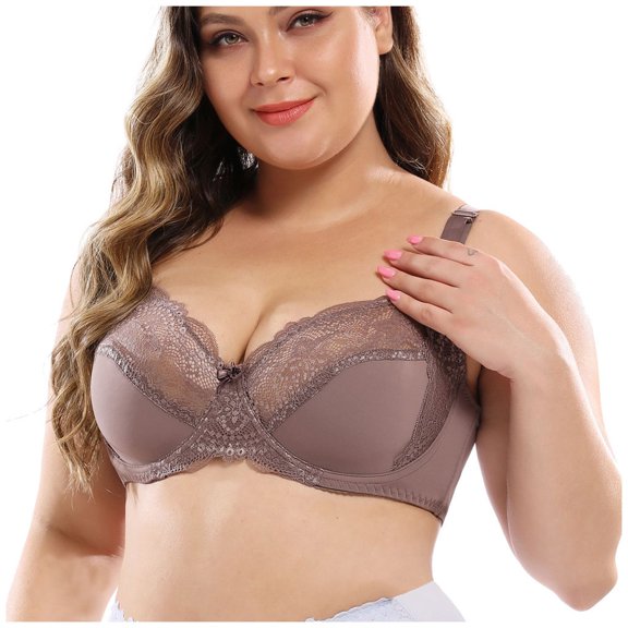 Samickarr Plus Size Bras For Woman Post-Surgery Bra Full Coverage Underwire Unlined Minimizer Lace Bra Push Up Bra Underwear