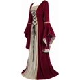 thumbnail image 2 of Medieval Fairy Corset Dress Bell Sleeve Maxi Dress Vintage Robe Gothic Gown, Halloween Costumes for Women, 2 of 7