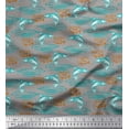thumbnail image 1 of Soimoi Green Cotton Duck Fabric Text & Fish Ocean Printed Fabric 1 Yard 56 Inch Wide, 1 of 1