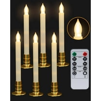 Flameless Taper Candles with Remote Timer, 6 PCS Flickering Battery Operated LED Flamless Candlesticks With Base, 3D Dripless Candle for Fireplace Window Christmas Halloween