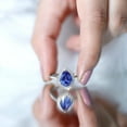thumbnail image 6 of Rosec Jewels Lab Grown Blue Sapphire Teardrop Engagement Ring with Diamond Halo - Statement Ring - AAAA Grade - with Jewelry Box, 10K White Gold, US 4.00, 6 of 9