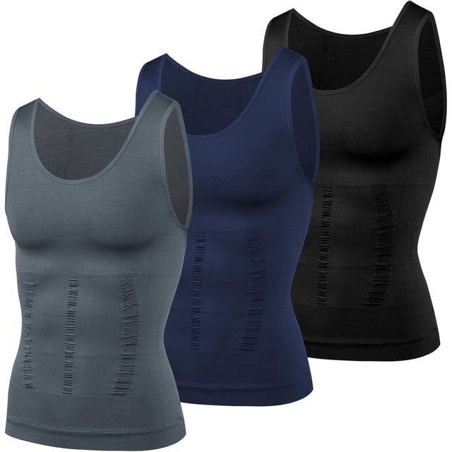 3 Piezas Camiseta de Compresión para Hombre, Camiseta Interior Deportiva Ideal, Fajas Abdominal Reductora Deportivo con Fuerte contracción, para Postura Moldera, Correr, Gym