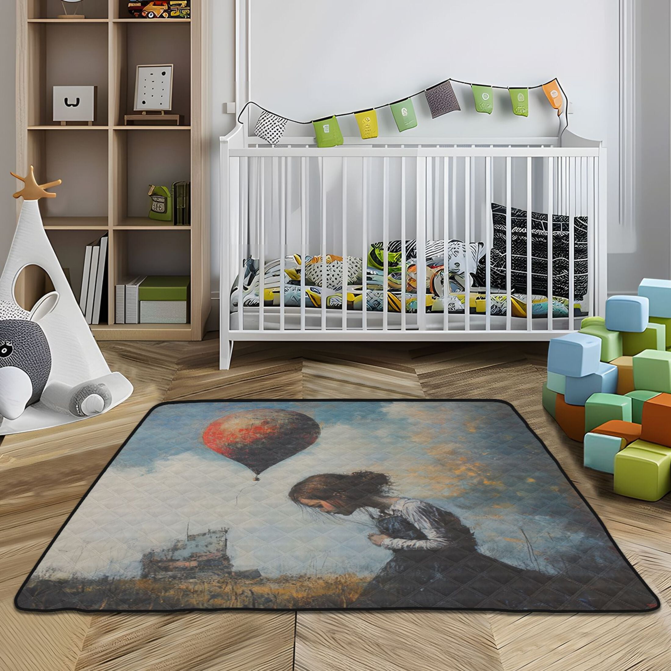 WOBOGO Down and Out Lass Baby Playmats Extra Large Waterproof Rollable Activity Pads for Toddlers 50×50inch