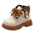 thumbnail image 1 of PEASKJP Unisex-Child Booties Waterproof Lace Up Ankle Combat Boots, Beige 22, 1 of 5