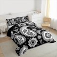 thumbnail image 3 of Manfei Bohemian Paisley Full Size Comforter Sets 3-Piece, Hippie Mandala Bedding Comforter Set, White Black Bedding Sets, Ultra Soft Home Decor, 3 of 8