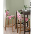 thumbnail image 2 of Summer Flamingo Bar Stool Covers Set of 6, Tropical Plants Botanical Floral Pink Plaid Stretch Bar Chair Covers with Backs, Removable Pub Counter Height Chair Cover for Kitchen Dining Room Cafe, 2 of 7