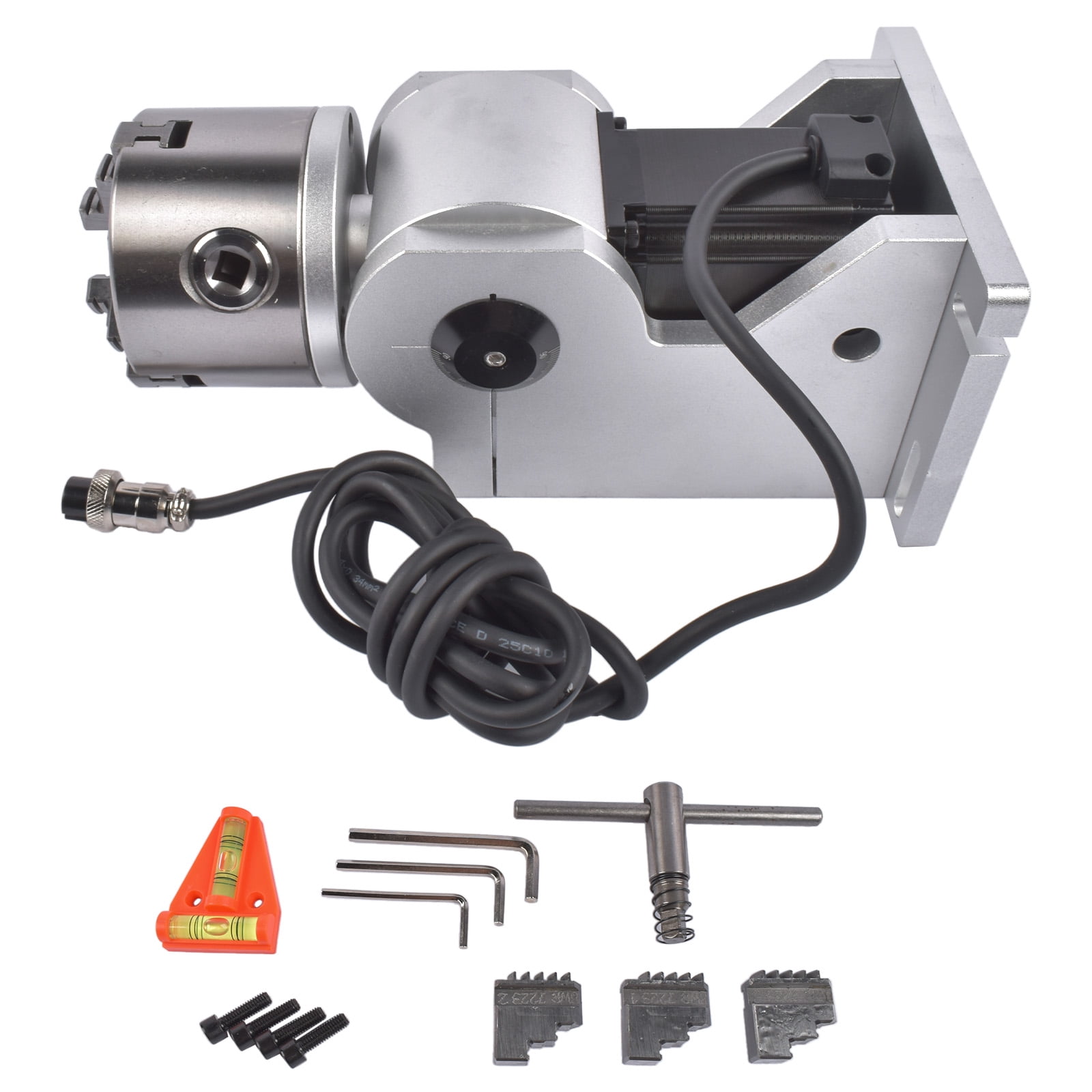 NEWZQ D80 80mm 3-Jaw Rotary Axis with 2-Phase Stepper Motor for Fiber Laser Engraver Marker 1Pc