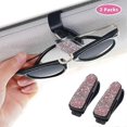 thumbnail image 1 of Glasses Holders for Car Sun Visor 2 Pack, Bling Bling Diamond Sunglasses Eyeglasses Mount with Ticket Card Clip (Pink), 1 of 4