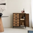 thumbnail image 5 of PJCOLL 37" Rustic Industrial Accent Cabinet - Fir Wood & Metal 2-Door Storage Cabinet with Faux Drawers, Entryway/Living Room/Bedroom Organizer, 5 of 9