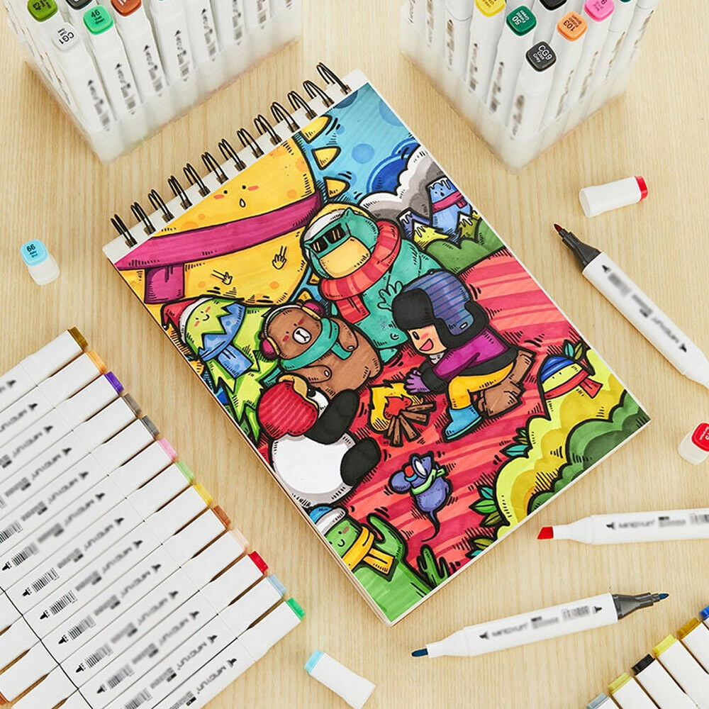 Qilliinn Art Marker Set 80 Color Dual Tip Permanent Sketch Markers for  Artist Kid Drawing