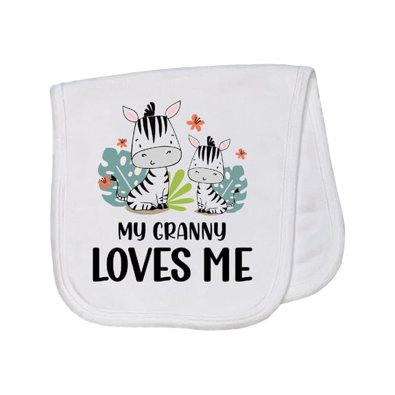 Inktastic Zebra My Granny Loves Me Baby Burp Cloth