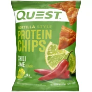 Quest Tortilla Style Protein Chips, Chili Lime Flavor, 19g Protein, Baked, 4 oz., Bag
