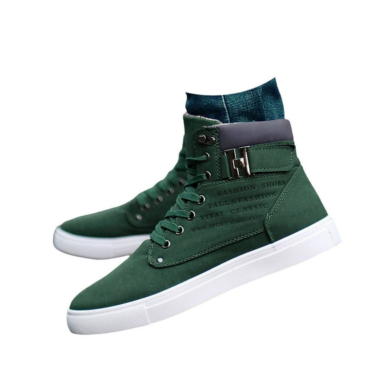 slim fit dress slacks Olive Green Leather Brogue Lace Up Boot Shoes for Men main image 1