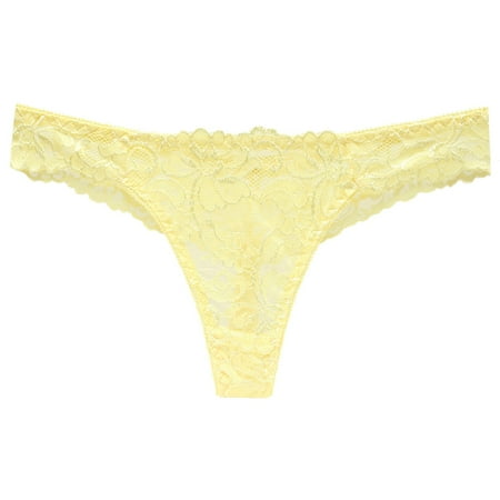 

wendunide womens underwear Women s Underpants Thong Panties Low Waist Lace Briefs Underwear Women s Panties Yellow One Size