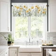 thumbnail image 3 of Watercolor Floral Kitchen Curtains and Valances Set, Rod Pocket Curtains Tier Farmhouse Window Curtains 24 Inch Length, Yellow Poppy Wild Flower Botanical 3 Piece Kitchen Curtains Set, 3 of 6