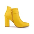 thumbnail image 3 of BLISSFUL STEP Women's Round Toe Circle Buckle Block High Heel Ankle Boots, 3 of 7