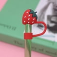 thumbnail image 2 of 4Pcs Straw Cover, 10mm Strawberry Straw Covers Cap for Cup 40 oz 30 oz Tumbler with Handle Soft Cute Strawberry Straw Topper Straw Tips Cover Reusable Drinking Straw Tips Lids for Cup Accessories, 2 of 2