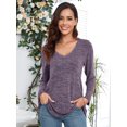 thumbnail image 4 of CRAYNER Women's Casual Tunic Tops Loose Fit V-Neck Blouses with Pocket Long Sleeve Fall Winter T Shirt ,XL, 4 of 9