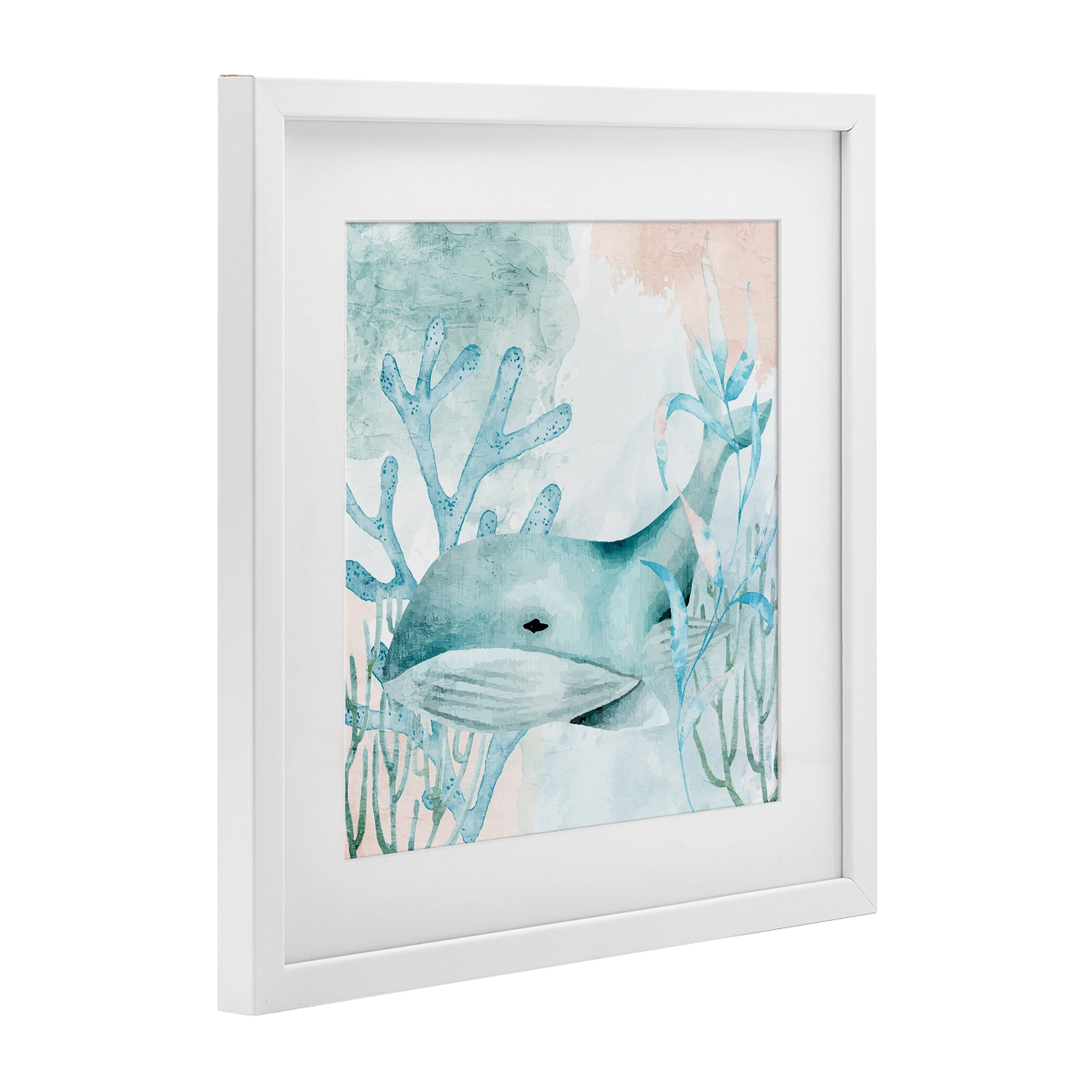 Stupell Industries Whale Sea Swim White Framed Print Under Glass, design by Kim Allen