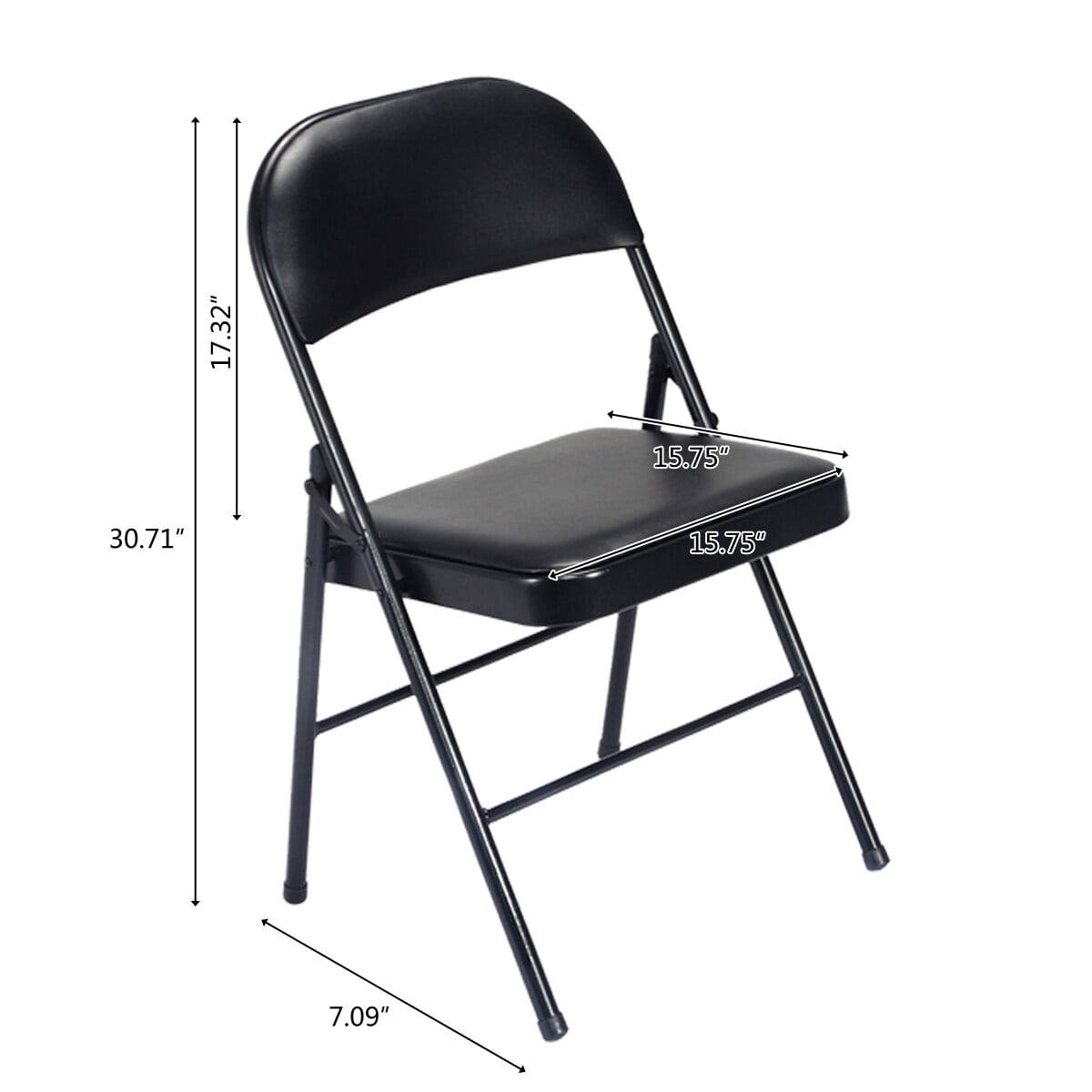 4Pcs Elegant Foldable Iron & PVC Chairs for Convention & Exhibition Black