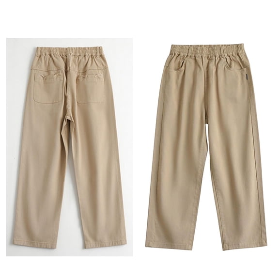 School Uniform Pants for Boys Dress Pants Elastic Waist Pants with Pockets Khaki Pants for Girls Back To School Slim Fit Girls Trousers Size 13-14 Years