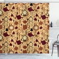 thumbnail image 1 of Ambesonne Tea Party Shower Curtain, Breakfast Brunch Time, 69"Wx70"L, Brown Redwood, 1 of 3