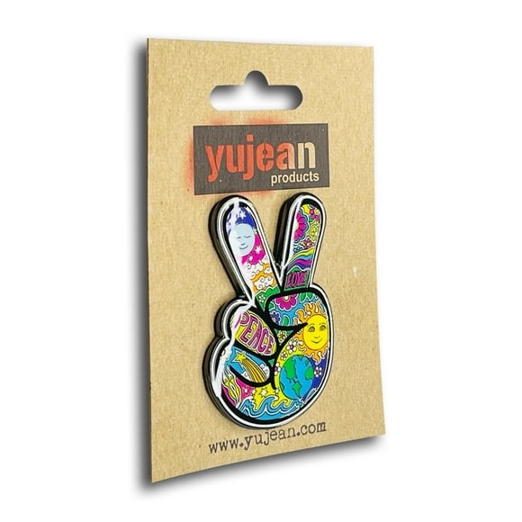 Dan Morris Peace Fingers Pin - Peace Hand Double Butterfly Backings Enamel Lapel Pin - 5cmx2.5cm