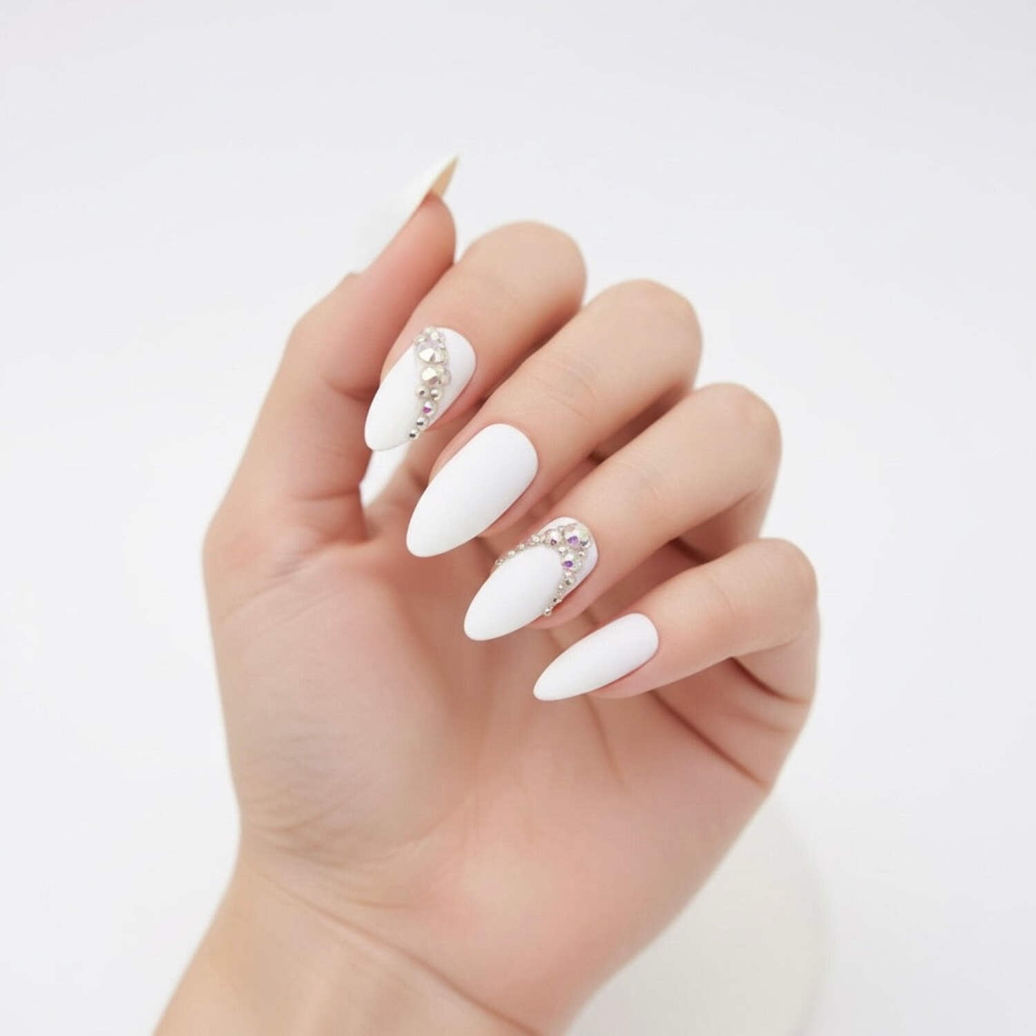 Cotton Candy | Diamond Pink | 3D Crystal Design | Nail Art | Glossy, Metallic | Stiletto | Long | Reusable Press On Nails Set