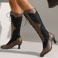 thumbnail image 4 of Styesk Bottes pour Femmes Grandes Bottes d'Automne/hiver pour Femmes à Lacets Contrastés Bottes à Lacets Mutuels à Talons Hauts Bottes de Travail pour Femmes, 4 of 6