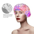 thumbnail image 4 of YFYANG Women's Double Waterproof Shower Cap, Pink Love Watercolor Reusable Hair Cap for All Hair Styles and Head Sizes, 4 of 9