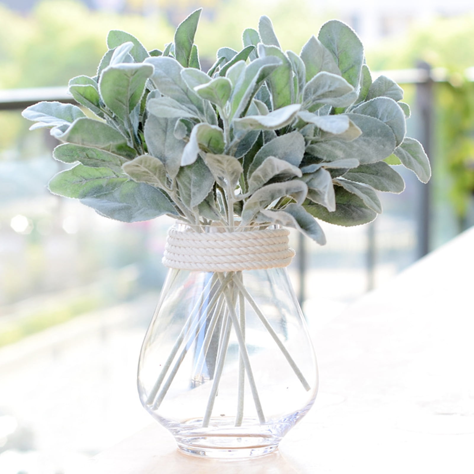 Lohuatrd 1Pc Artificial Flocked Lambs Ear Greenery Stem ,Faux Lambs Ear ...