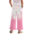 thumbnail image 2 of COEQINE Girls Wide Leg Ruffle Pants High Waisted Palazzo Pants with Pockets Flowy Trousers Comfy Fall Outfits for 5-6 Years Little Girls, Drip Ice Cream Pink, 2 of 8